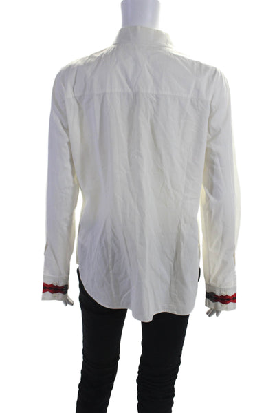 Escada Sport Women's Collared Long Sleeves Button Down Shirt White Size 40