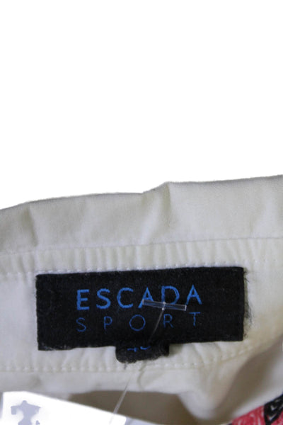 Escada Sport Women's Collared Long Sleeves Button Down Shirt White Size 40