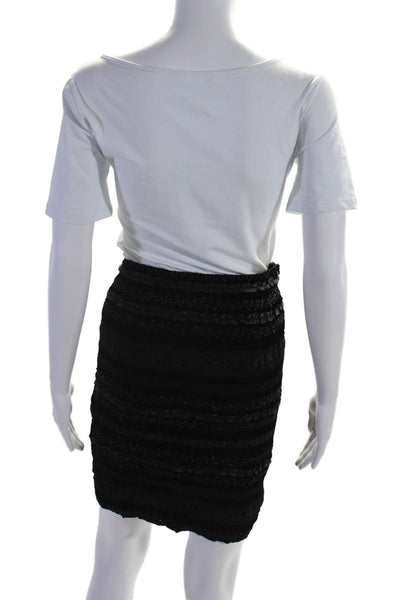 Ungaro Womens Black Velvet Textured Side Zip Lined Mini Skirt Size 6