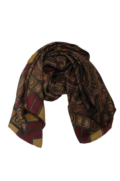 Etro Milano Womens Brown Multicolor Paisley Print Square Scarf