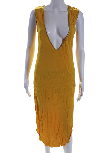 Designer Womens Scoop Neck Sleeveless Slip-On Round Hem Tank Dress Yellow Size M