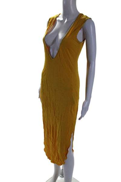 Designer Womens Scoop Neck Sleeveless Slip-On Round Hem Tank Dress Yellow Size M