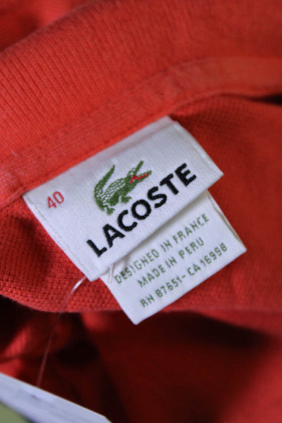 Lacoste Womens Short Sleeve Collared Logo Polo Shirt Orange Cotton Size FR 40