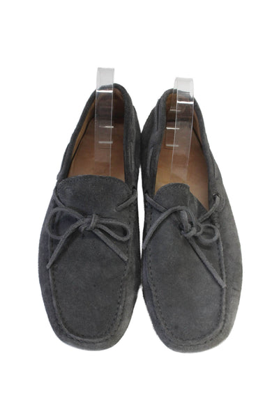 Tods Mens Suede Square Toe Slip On Loafers Dress Shoes Gray Size 9.5