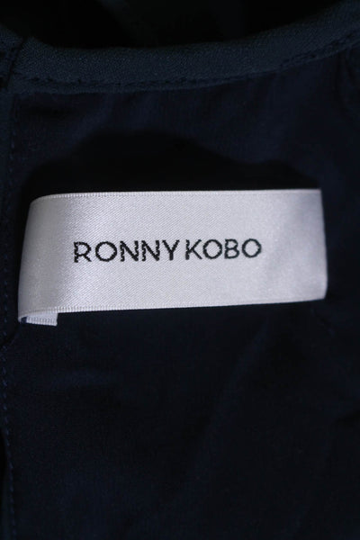 Ronny Kobo Womens Cold Shoulder Short Sleeves dress Navy Blue Size Small