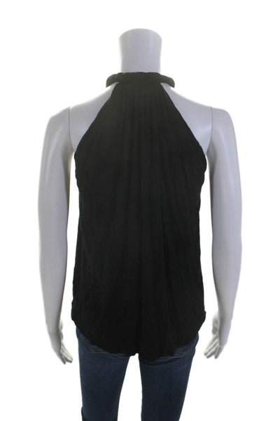 Cut25 Yigal Azrouel Womens Silver Tone Sleeveless Tank Top Black Size Small