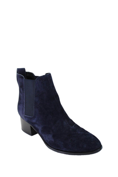 Rag & Bone Womens Suede Walker Elastic Block Heels Ankle Boots Navy Size 7.5