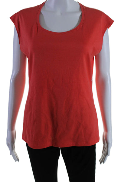 Lafayette 148 New York Womens Orange Cotton Blend Scoop Neck Tank Top Size M