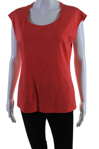 Lafayette 148 New York Womens Orange Cotton Blend Scoop Neck Tank Top Size M