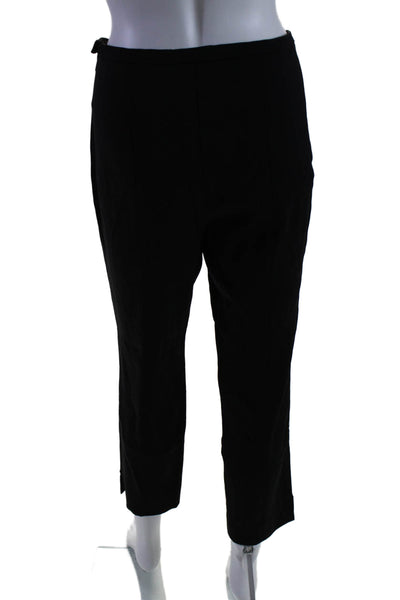 The Row Womens Black High Rise Pleated Side Zip Slit Ankle Straight Pants Size 8