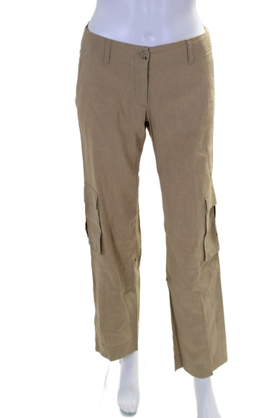 Theory Womens Textured Zip Lined Straight Leg Cargo Pants Beige Size 2