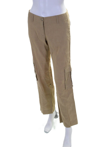 Theory Womens Textured Zip Lined Straight Leg Cargo Pants Beige Size 2