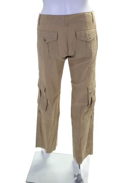 Theory Womens Textured Zip Lined Straight Leg Cargo Pants Beige Size 2