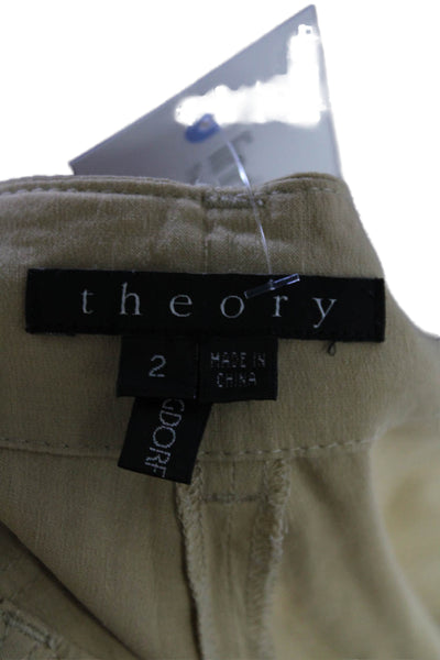 Theory Womens Textured Zip Lined Straight Leg Cargo Pants Beige Size 2