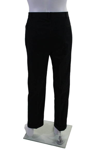 Polo Ralph Lauren Mens Cotton Zip Pleated Cuff Leg Straight Pants Black Size 38