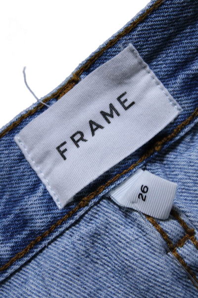 Frame Womens Cotton Zip Button Cuff Bottom Leg Denim Jeans Blue Size EUR 26