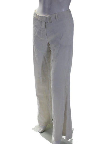 Theory Womens Zipper Fly Mid Rise Straight Leg Linen Pants White Linen Size 6