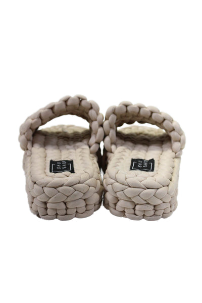 Shu Shop Womens Woven Thick Knit Slide On Platform Sandals Beige Size 8