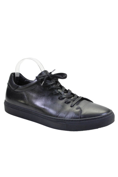 M.Gemi Mens Leather Laced Almond Toe Fashion Sneakers Black Size EUR 46