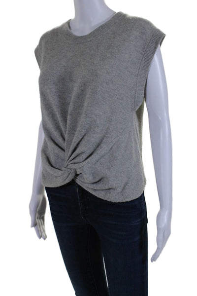 T Alexander Wang Womens Knitted Sleeveless Front Twist Wrap  Sweater Gray Size L