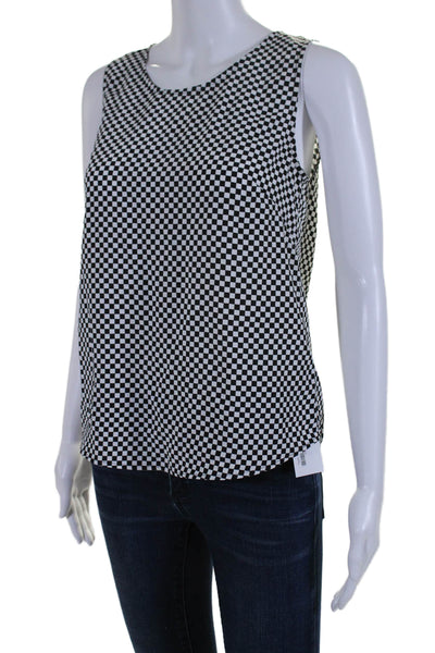 Ronny Kobo Womens Check Print Sleeveless Tank Top Black White Size Small