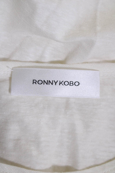 Ronny Kobo Womens Long Sleeves Crew Neck A Line Shirt Dress White Size Small