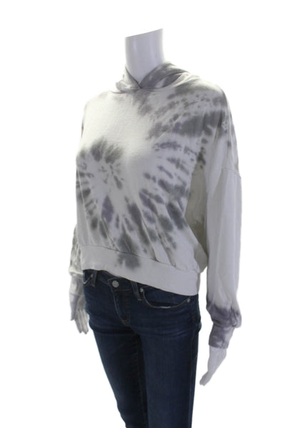 LNA Women's Hood Long Sleeves Tie Dye Pullover Cropped Sweatshirt Size XS