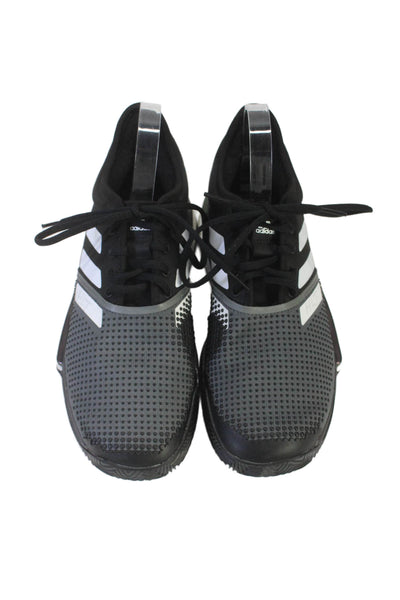 Adidas Men's Round Toe Lace Up Athletic Rubber Sole Sneakers Black Size 9