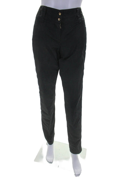 Lida Baday Womens Double Buttoned Zipped Casual Straight Leg Pants Black Size 6