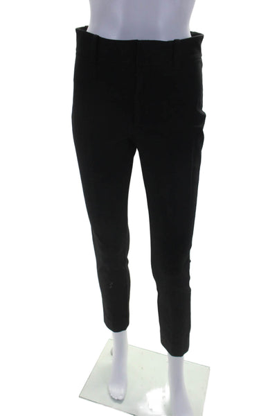 Vince Womens Cotton Straight Leg Double Hook and Eye Zipped Pants Black Size 6