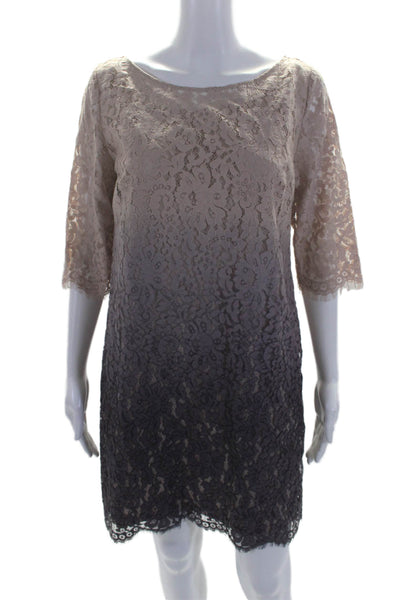 Robert Rodriguez For Neiman Marcus Womens Lace Dress Beige Purple Size 8