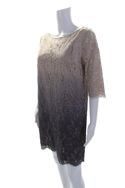 Robert Rodriguez For Neiman Marcus Womens Lace Dress Beige Purple Size 8