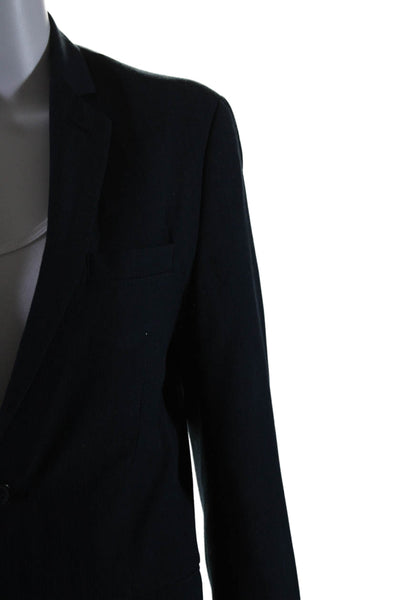 Calvin Klein Womens Pinstriped Dingle Breasted Blazer Jacket Blue Size 16