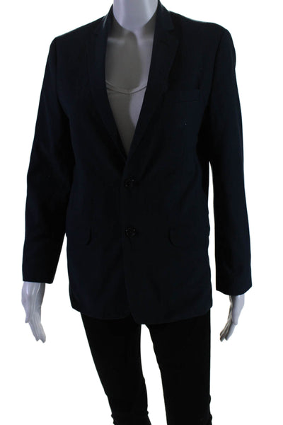 Calvin Klein Womens Pinstriped Dingle Breasted Blazer Jacket Blue Size 16