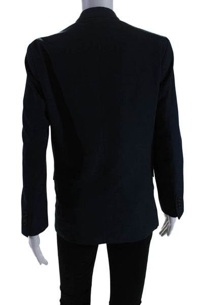 Calvin Klein Womens Pinstriped Dingle Breasted Blazer Jacket Blue Size 16