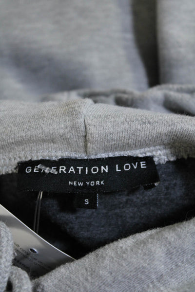 Generation Love Women's Hood Long Sleeves Distress Sweatshirt Gray Size S