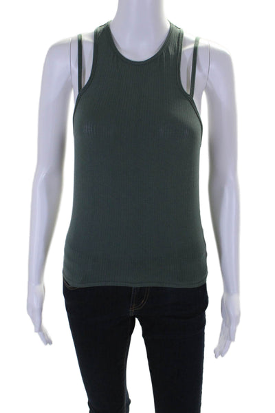 Lululemon Womens Sleeveless Crew Neck Pullover Cropped Tank Top Green Size 6