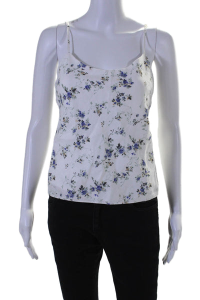 Reformation Womens Linen Floral Print Spaghetti Strap Cami Blouse White Size S