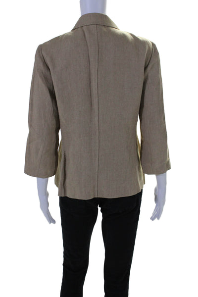 Lafayette 148 New York Womens Linen Button Detailed Jacket Top Beige Size 8