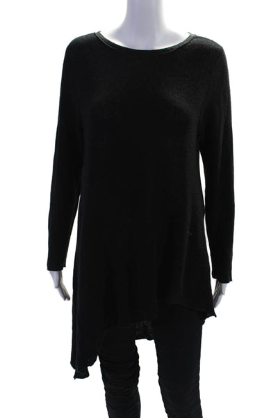 Eileen Fisher Womens Cotton Blend Long Sleeve Pullover Sweater Top Black Size S