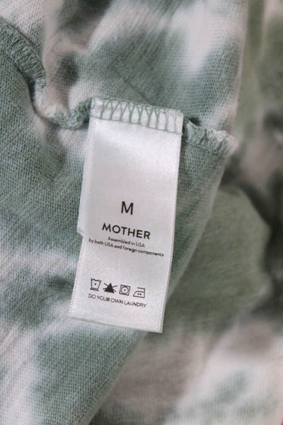 Mother Womens Cotton Green Tie Dye Print Crew Neck Boxy Crop Tee Top Size M