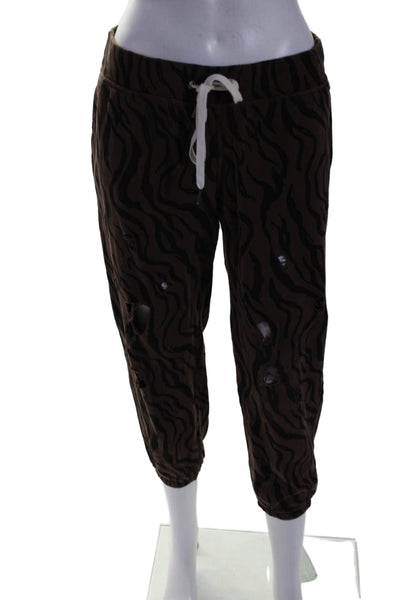 Philanthropy Womens Cotton Brown Printed Distress Hoodie Sweatpants Set Size M