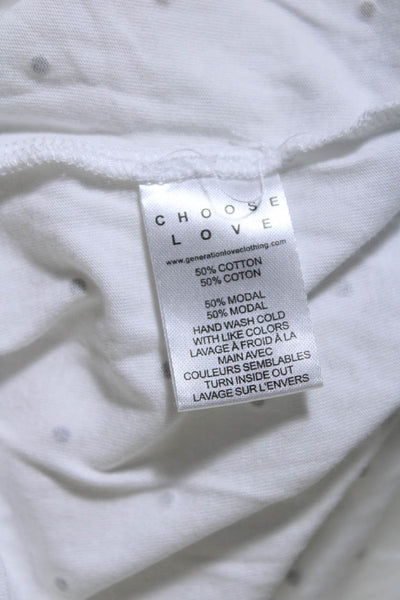 Generation Love Womens White Cotton Crystal Detail Crew Neck Blouse Top Size XS