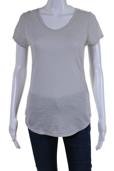 Ronny Kobo Womens Back Slit Short Sleeves Tee Shirt Light Gray Size Small