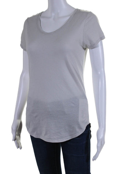 Ronny Kobo Womens Back Slit Short Sleeves Tee Shirt Light Gray Size Small