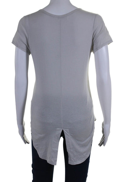 Ronny Kobo Womens Back Slit Short Sleeves Tee Shirt Light Gray Size Small