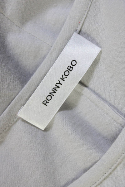 Ronny Kobo Womens Back Slit Short Sleeves Tee Shirt Light Gray Size Small