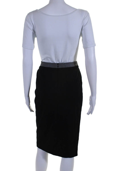 Alvin Valley Womens Front Slit Knee Length Pencil Skirt Black White Size Small