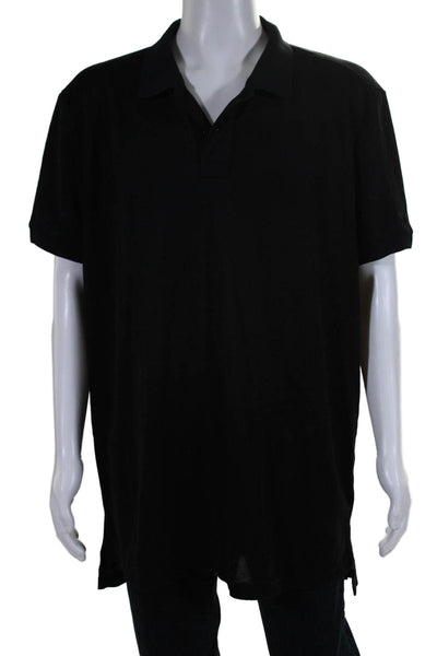 Ronny Kobo Mens Short Sleeves Crew Neck Button Closure Polo Shirt Black Size Med