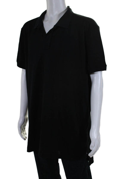 Ronny Kobo Mens Short Sleeves Crew Neck Button Closure Polo Shirt Black Size Med